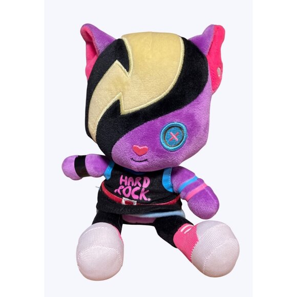 Hard Rock Cafe Roxtars Styler Punk Kitty Cat Plush Stuffed Goth Purple Black 7" - Picture 2 of 15